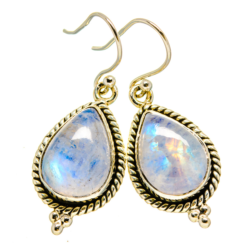 Rainbow Moonstone Earrings handcrafted by Anasilvercos - EARR415268