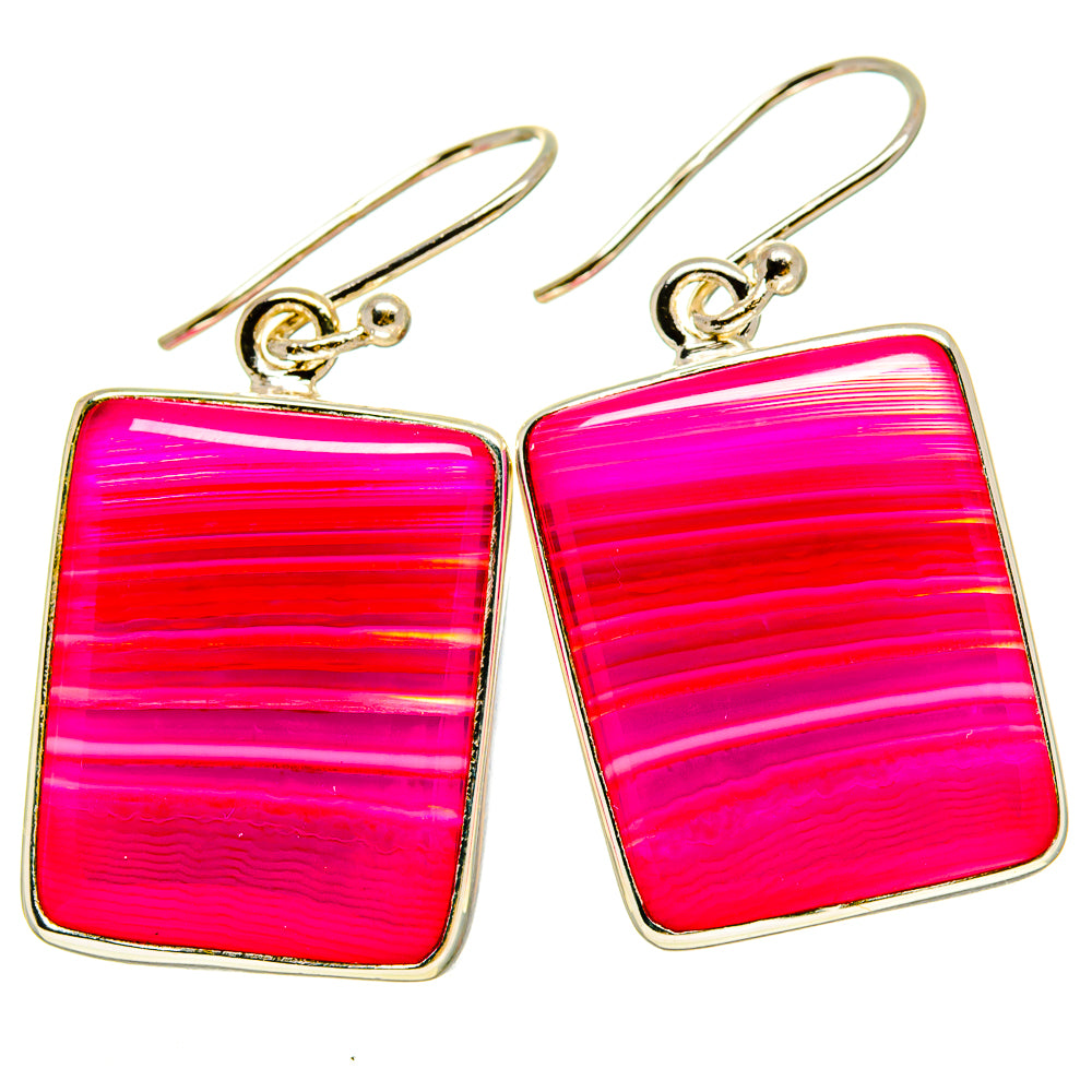 Pink Botswana Agate Earrings handcrafted by Anasilvercos - EARR415270