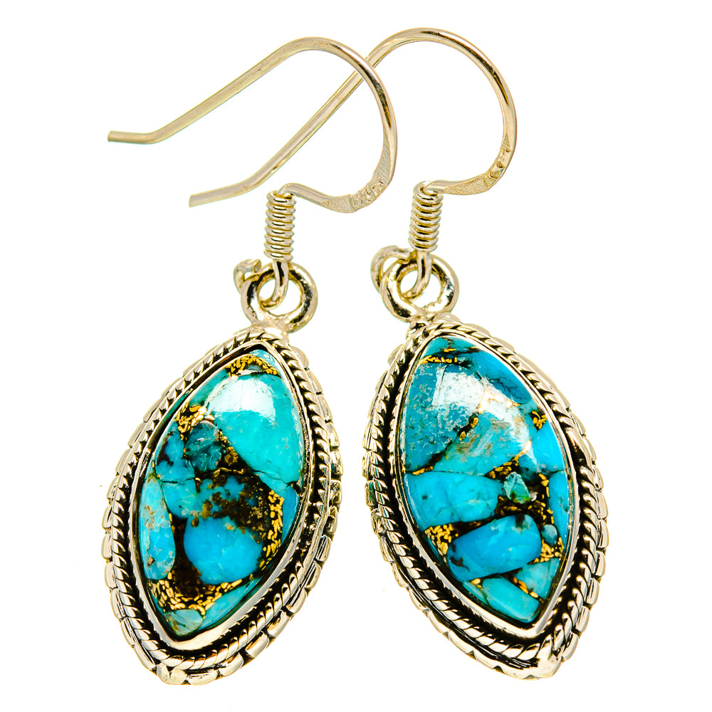Blue Copper Composite Turquoise Earrings handcrafted by Anasilvercos - EARR415276