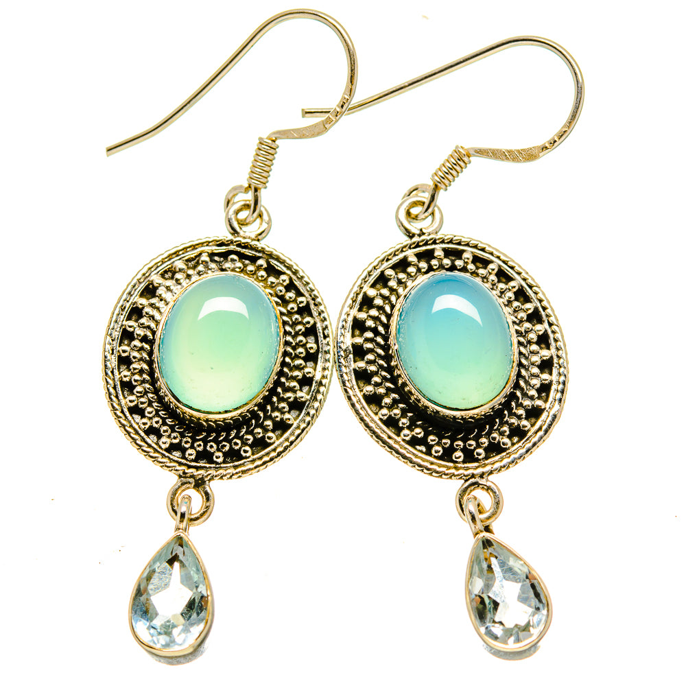 Aqua Chalcedony Earrings handcrafted by Anasilvercos - EARR415289