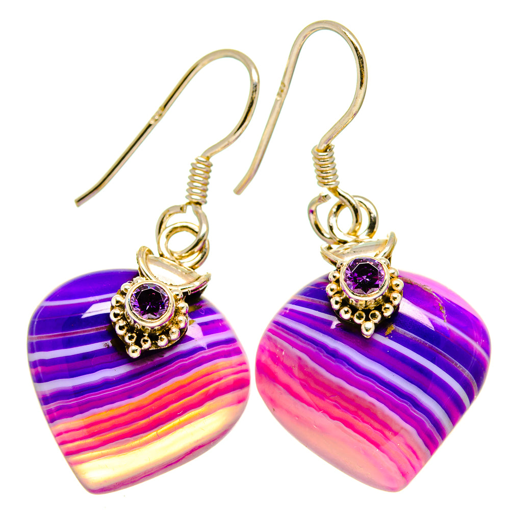 Purple Botswana Agate Earrings handcrafted by Anasilvercos - EARR415305