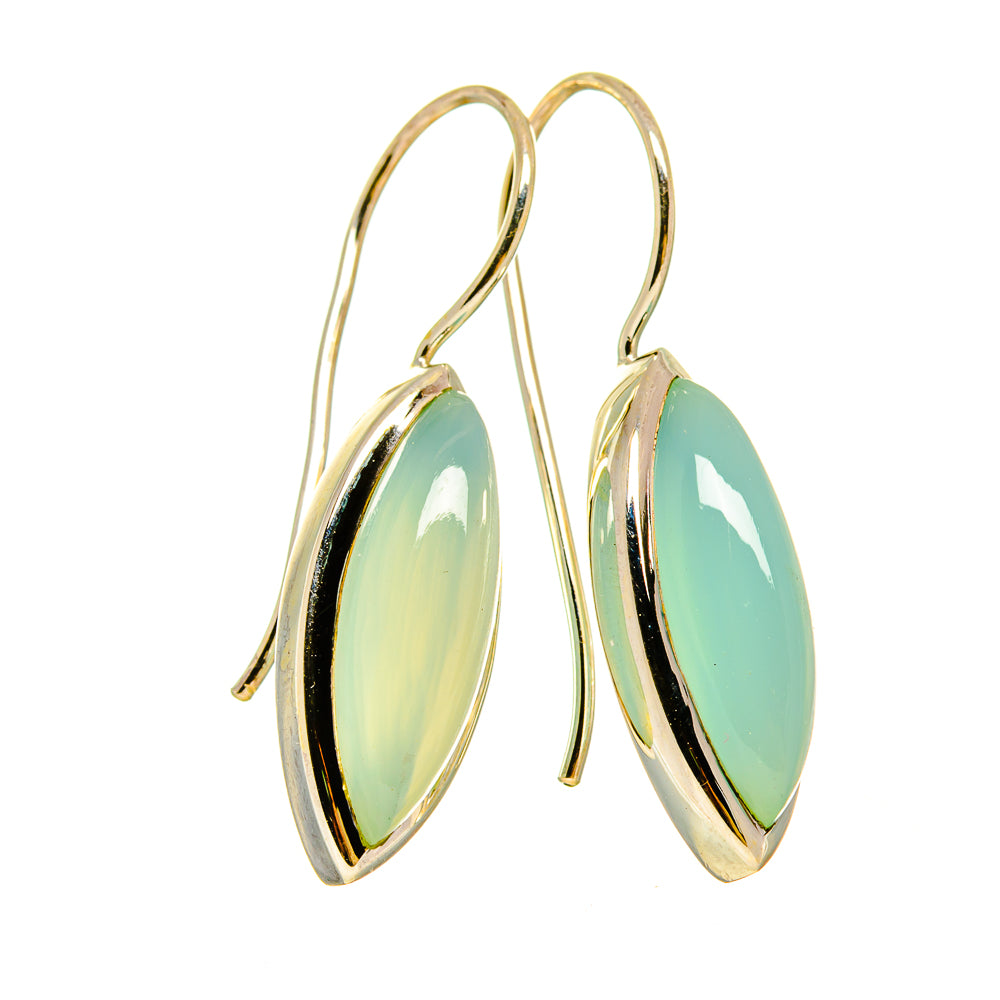 Aqua Chalcedony Earrings handcrafted by Anasilvercos - EARR415326