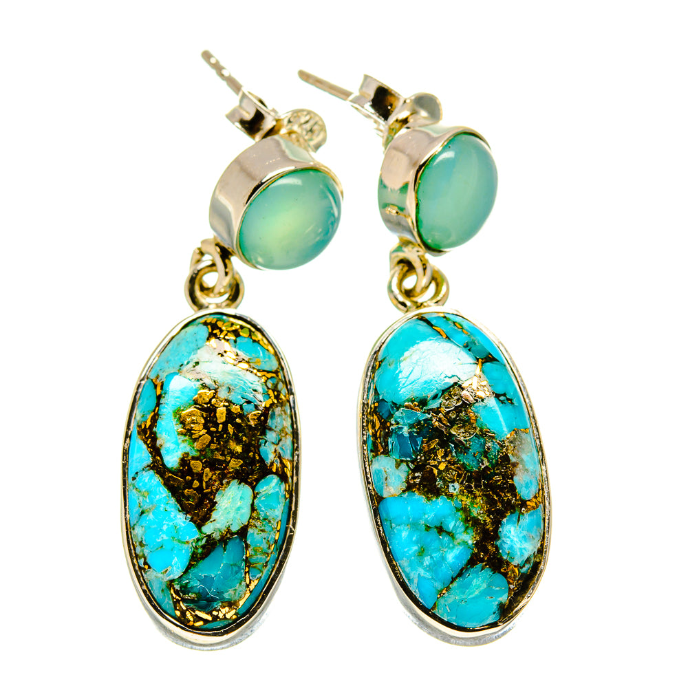 Blue Copper Composite Turquoise Earrings handcrafted by Anasilvercos - EARR415334