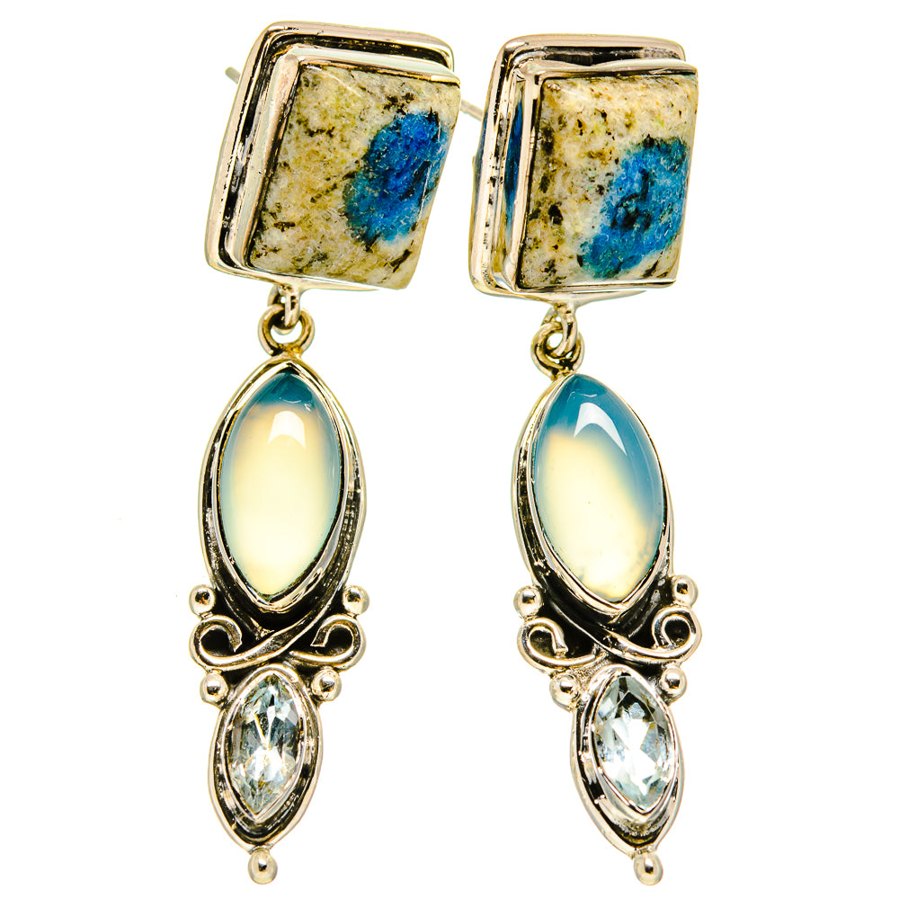 K2 Blue Azurite Earrings handcrafted by Anasilvercos - EARR415342