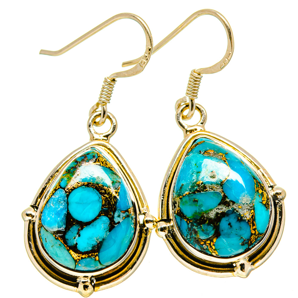 Blue Copper Composite Turquoise Earrings handcrafted by Anasilvercos - EARR415361