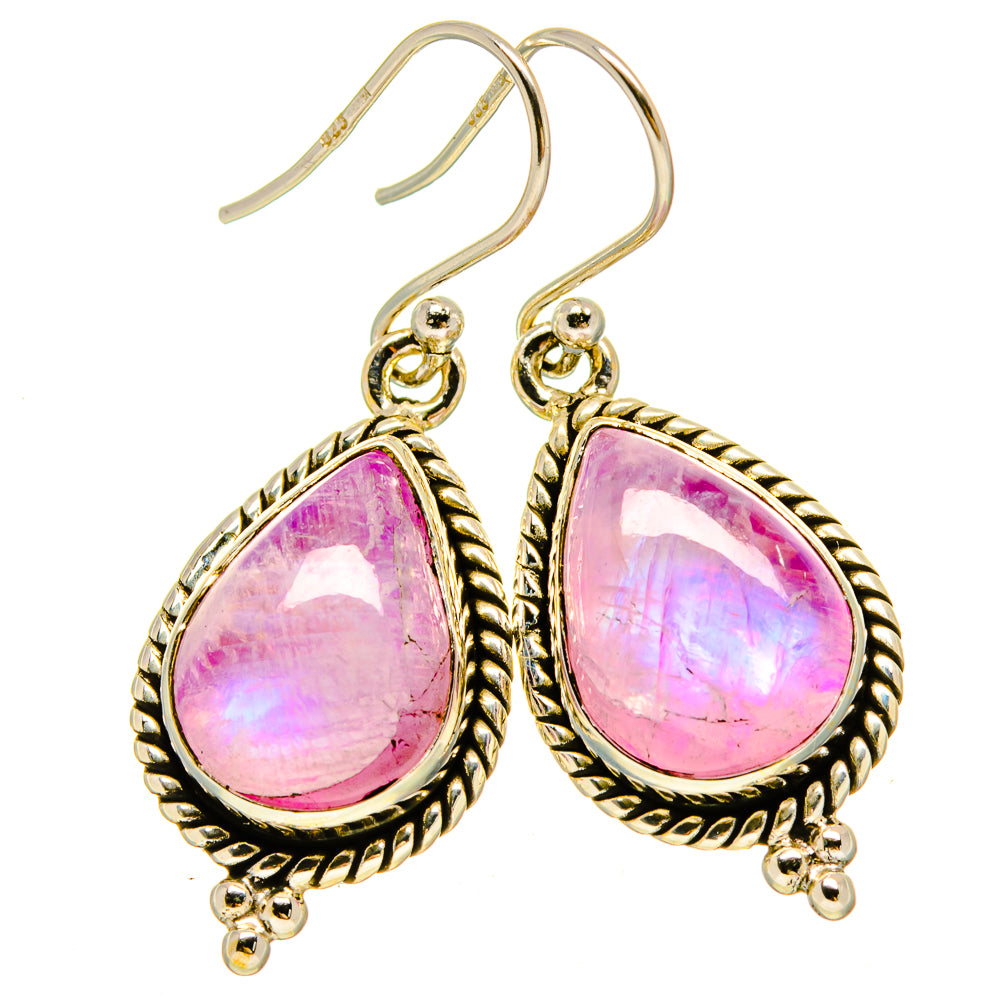 Pink Moonstone Earrings handcrafted by Anasilvercos - EARR415377