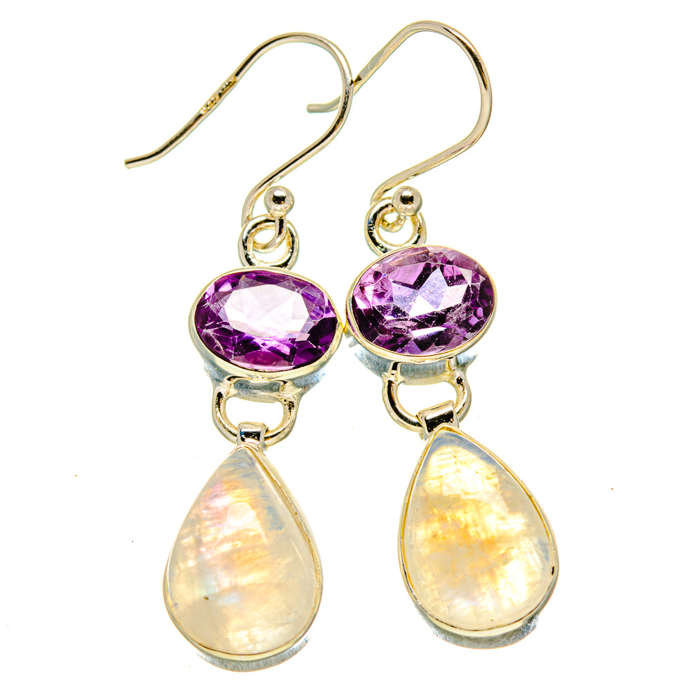 Rainbow Moonstone Earrings handcrafted by Anasilvercos - EARR415385