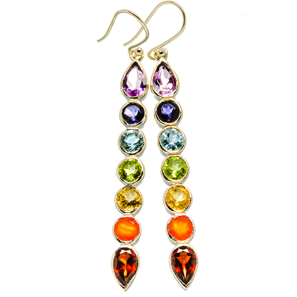 Multi-Stone Chakra Earrings handcrafted by Anasilvercos - EARR415397