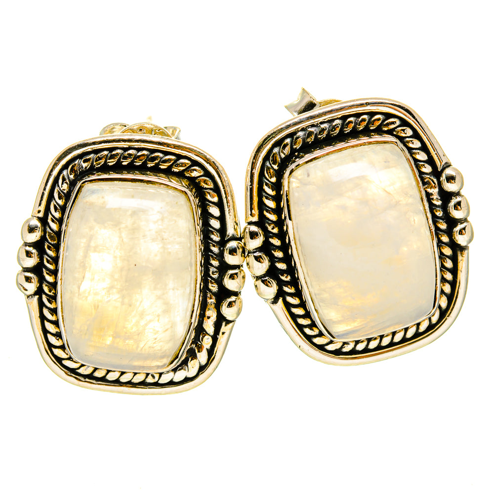 Rainbow Moonstone Earrings handcrafted by Anasilvercos - EARR415401