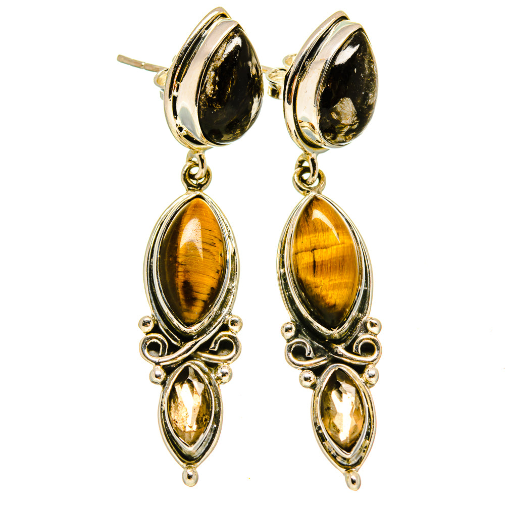 Tiger Eye Earrings handcrafted by Anasilvercos - EARR415413