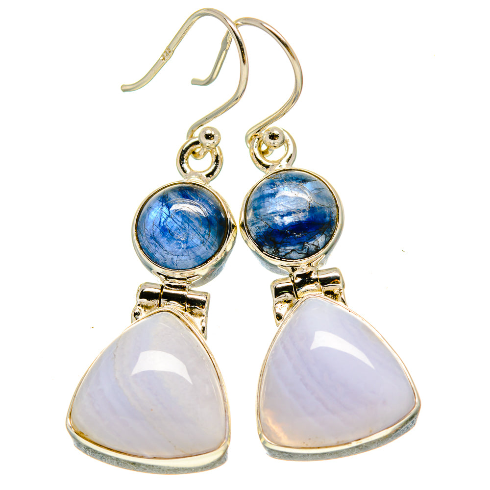 Blue Lace Agate Earrings handcrafted by Anasilvercos - EARR415447