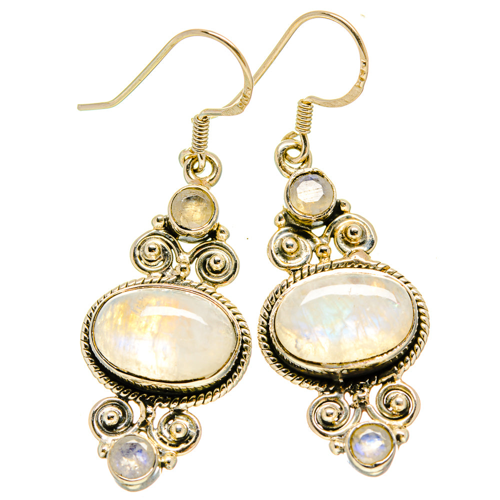 Rainbow Moonstone Earrings handcrafted by Anasilvercos - EARR415471