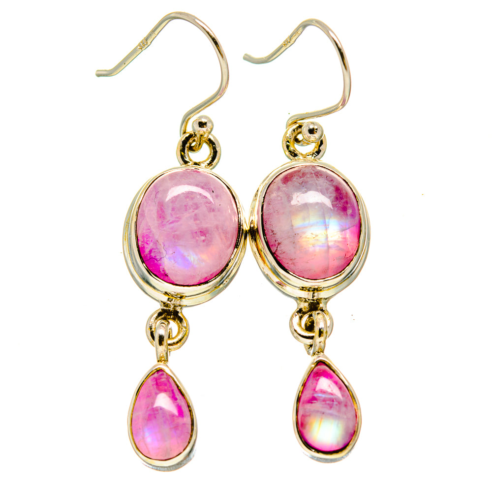 Pink Moonstone Earrings handcrafted by Anasilvercos - EARR415472