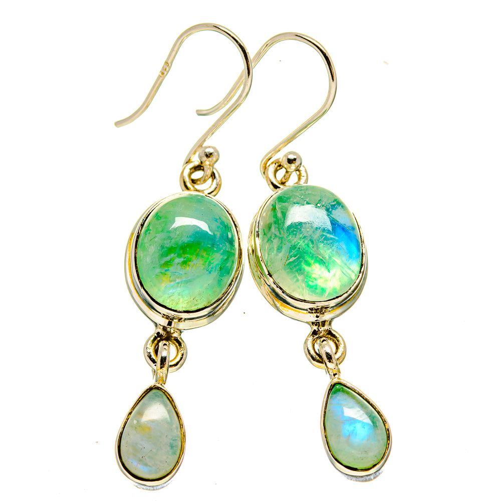 Green Moonstone Earrings handcrafted by Anasilvercos - EARR415476