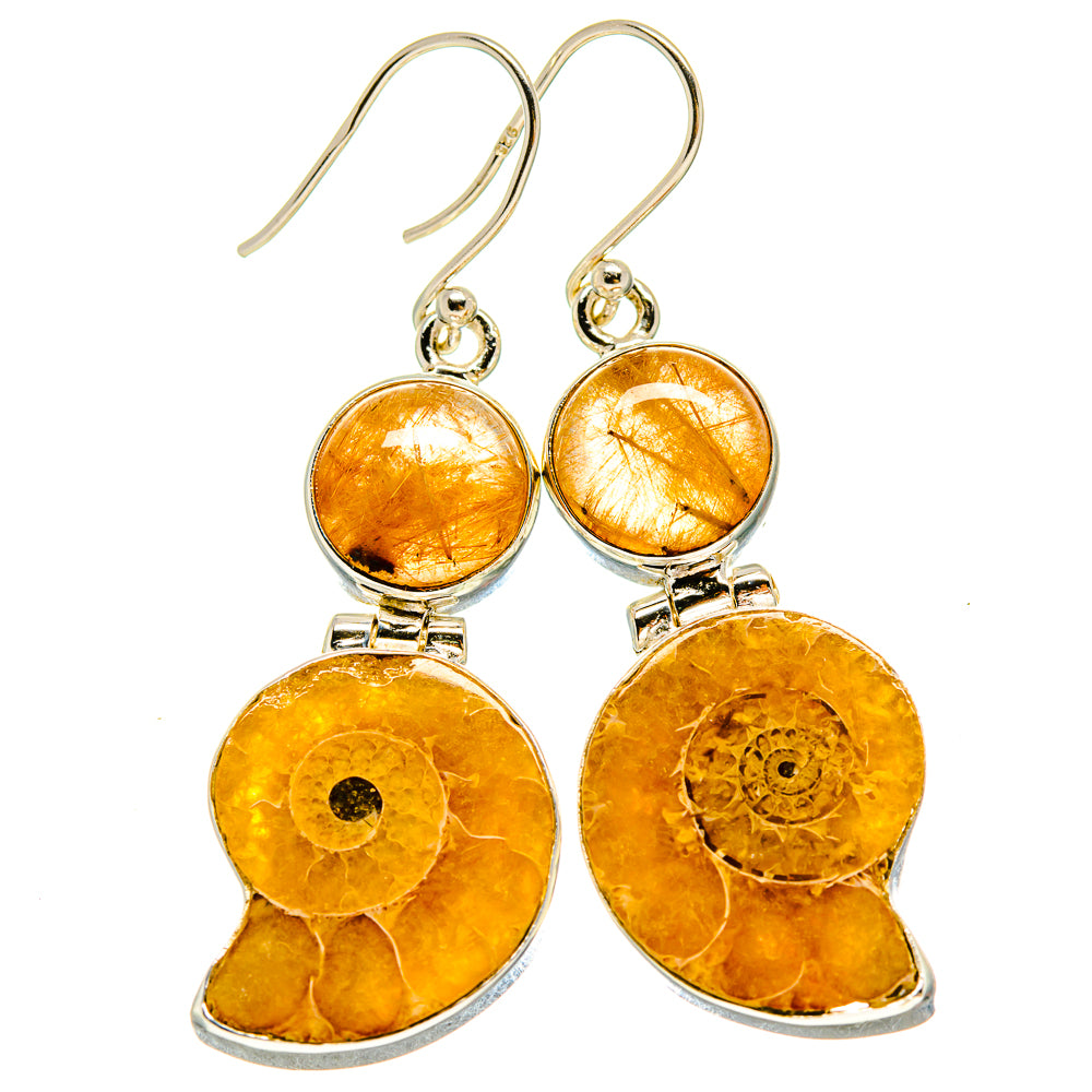 Ammonite Fossil Earrings handcrafted by Anasilvercos - EARR415481