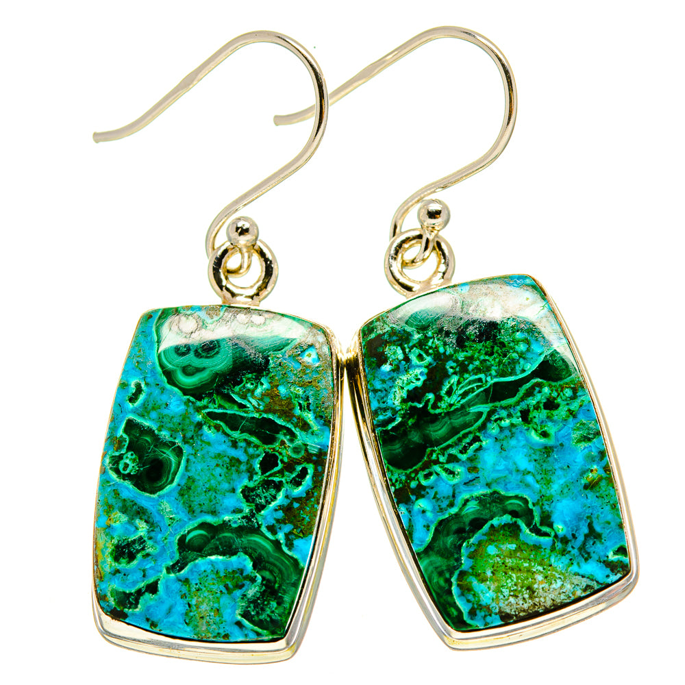 Malachite In Chrysocolla Earrings handcrafted by Anasilvercos - EARR415486