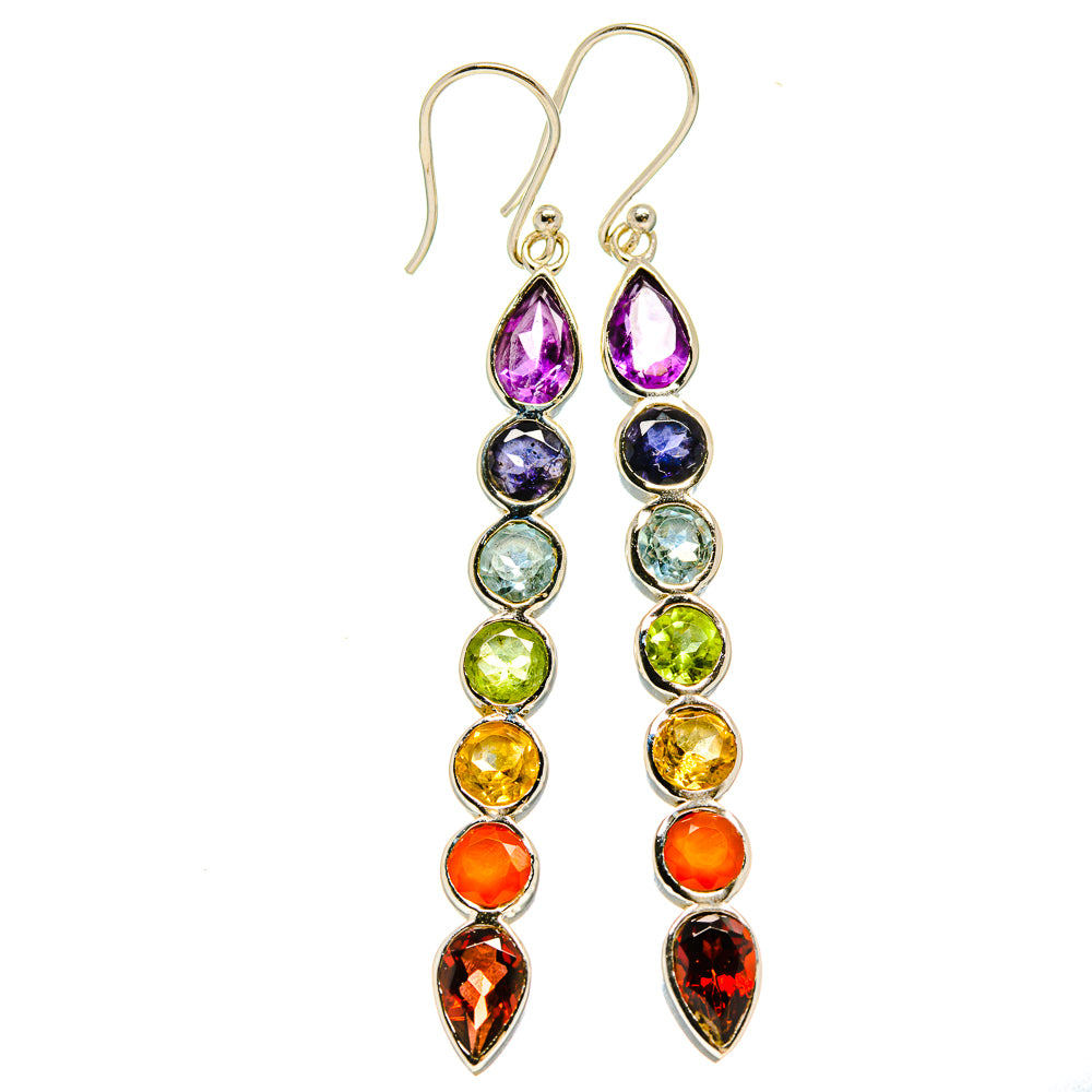Multi-Stone Chakra Earrings handcrafted by Anasilvercos - EARR415497