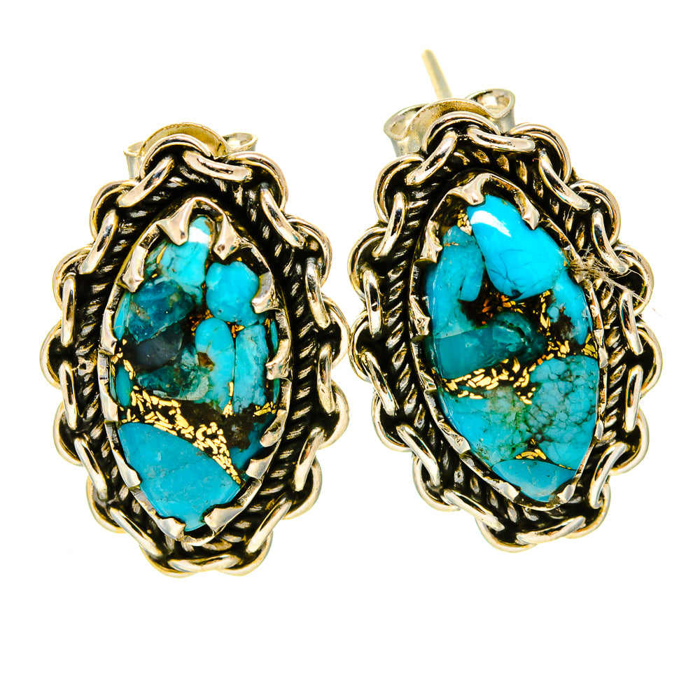 Blue Copper Composite Turquoise Earrings handcrafted by Anasilvercos - EARR415500