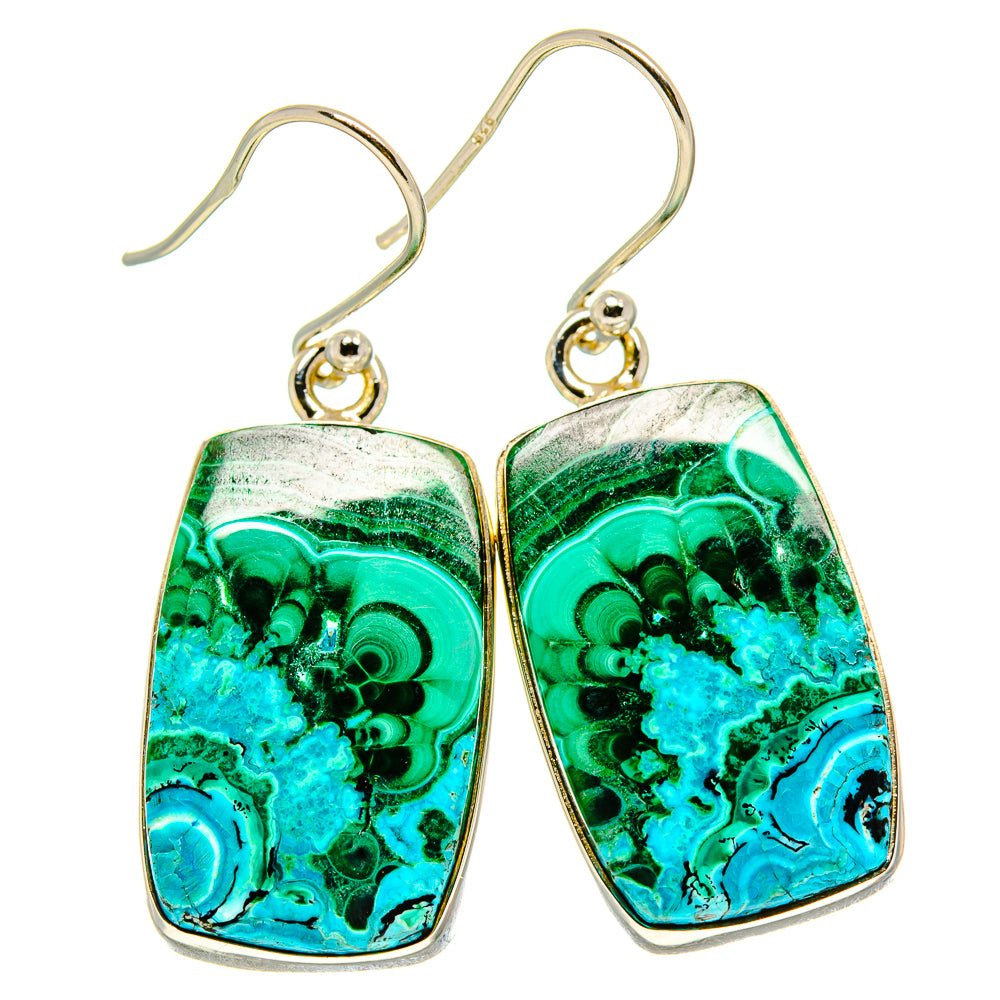 Malachite In Chrysocolla Earrings handcrafted by Anasilvercos - EARR415510
