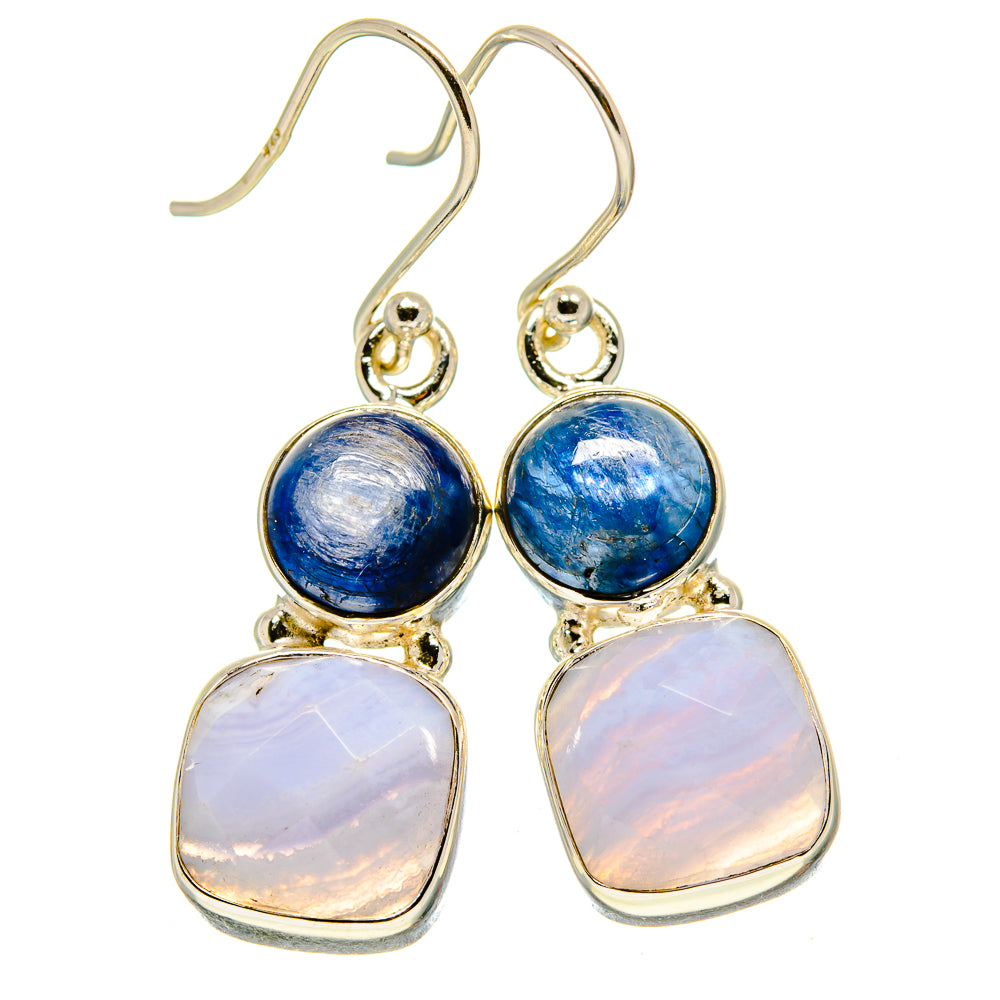 Blue Lace Agate Earrings handcrafted by Anasilvercos - EARR415513