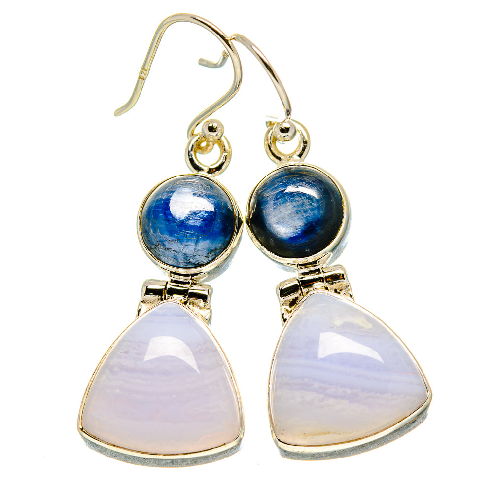 Blue Lace Agate Earrings handcrafted by Anasilvercos - EARR415531