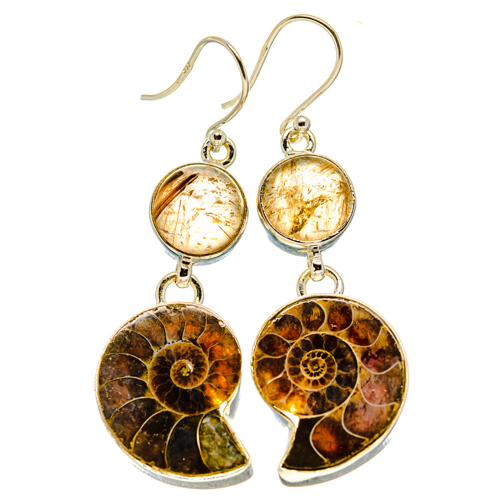 Ammonite Fossil Earrings handcrafted by Anasilvercos - EARR415549