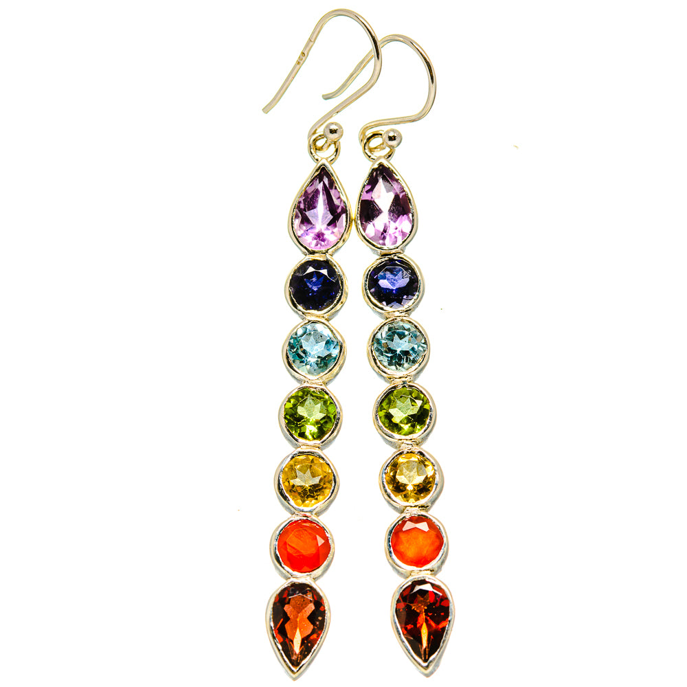 Multi-Stone Chakra Earrings handcrafted by Anasilvercos - EARR415559