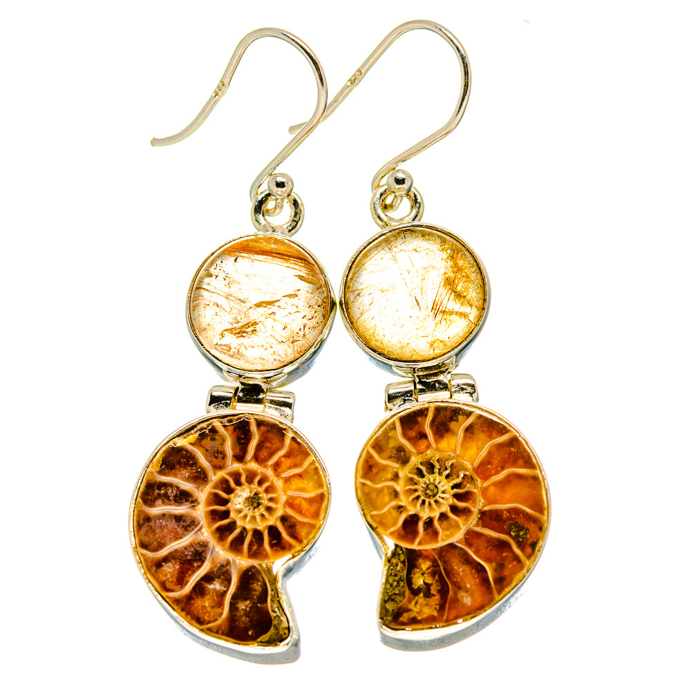 Ammonite Fossil Earrings handcrafted by Anasilvercos - EARR415572