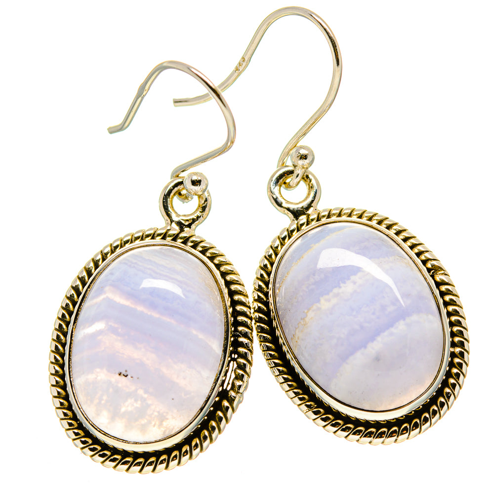 Blue Lace Agate Earrings handcrafted by Anasilvercos - EARR415596