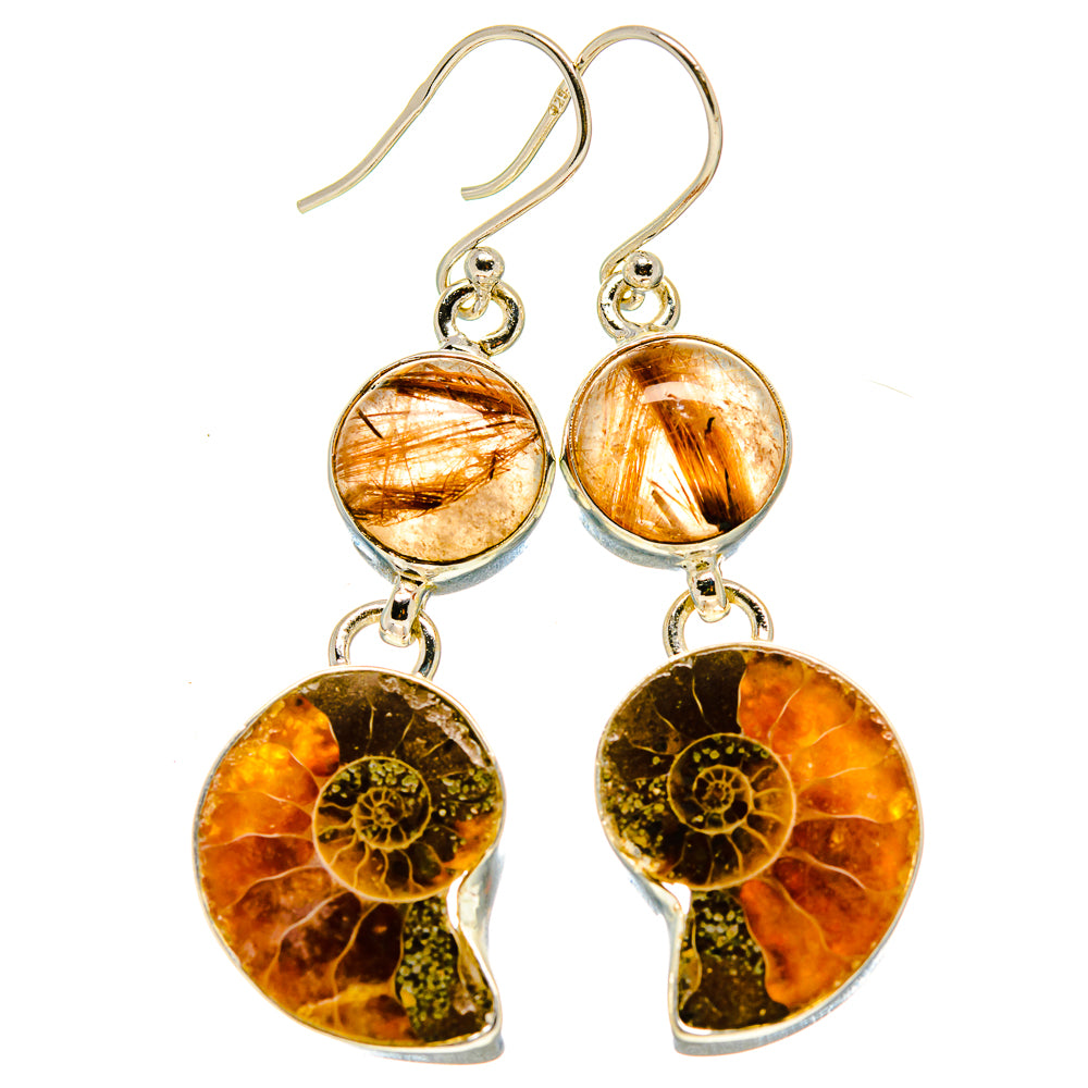 Ammonite Fossil Earrings handcrafted by Anasilvercos - EARR415597