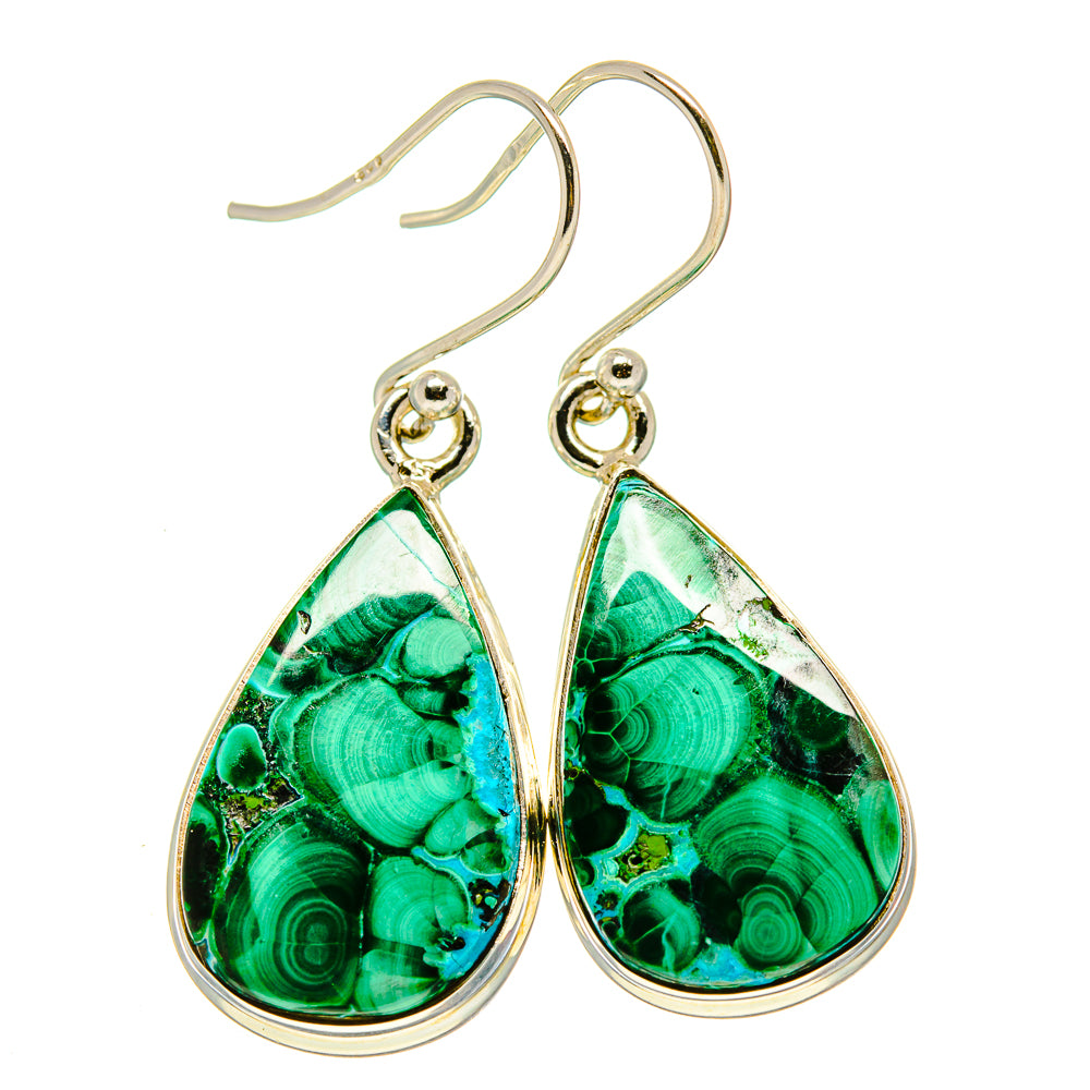 Malachite In Chrysocolla Earrings handcrafted by Anasilvercos - EARR415610