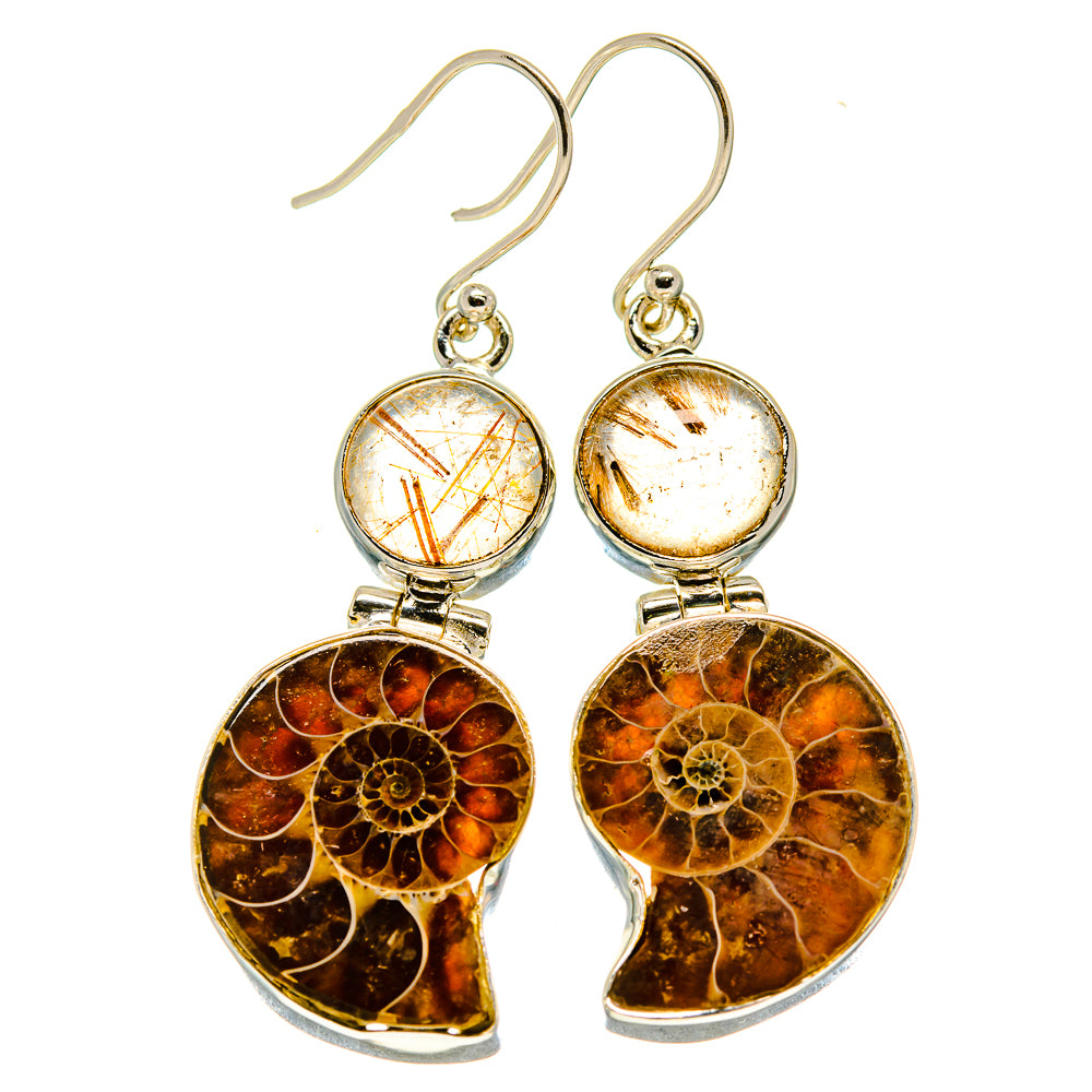 Ammonite Fossil Earrings handcrafted by Anasilvercos - EARR415627