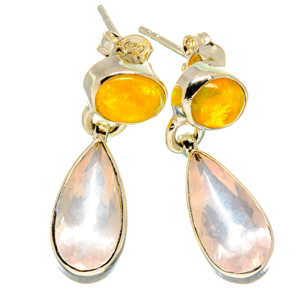 Rose Quartz Earrings handcrafted by Anasilvercos - EARR415638