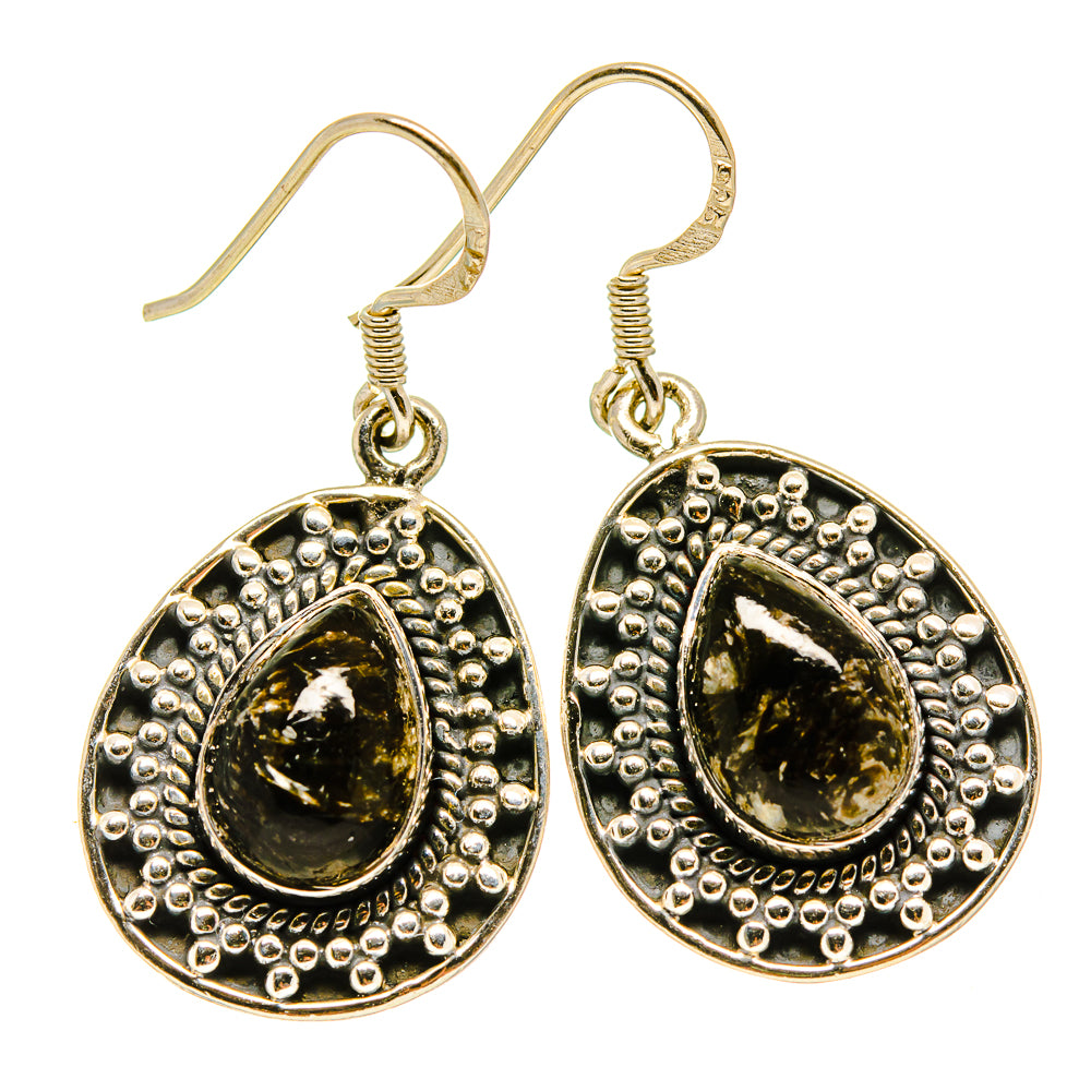 Golden Seraphinite Earrings handcrafted by Anasilvercos - EARR415674