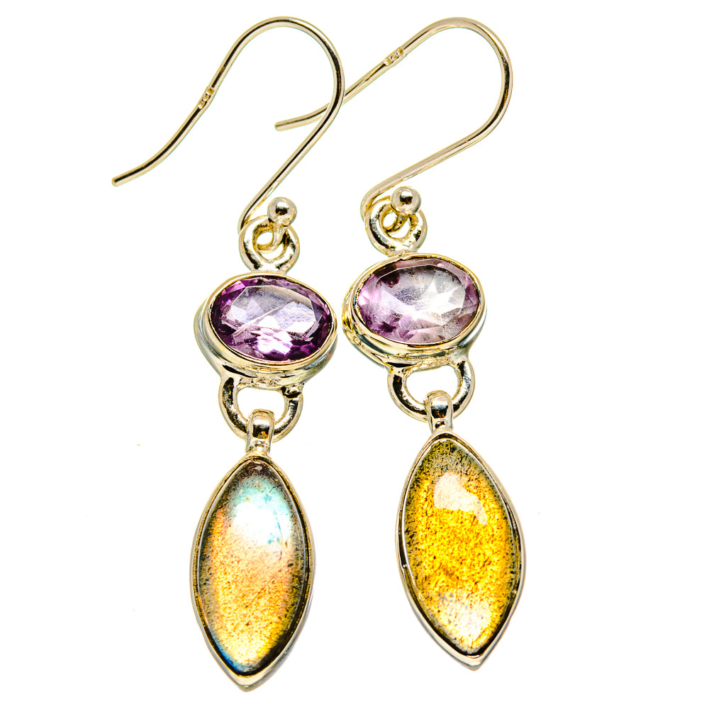 Labradorite, Amethyst Earrings handcrafted by Anasilvercos - EARR415676