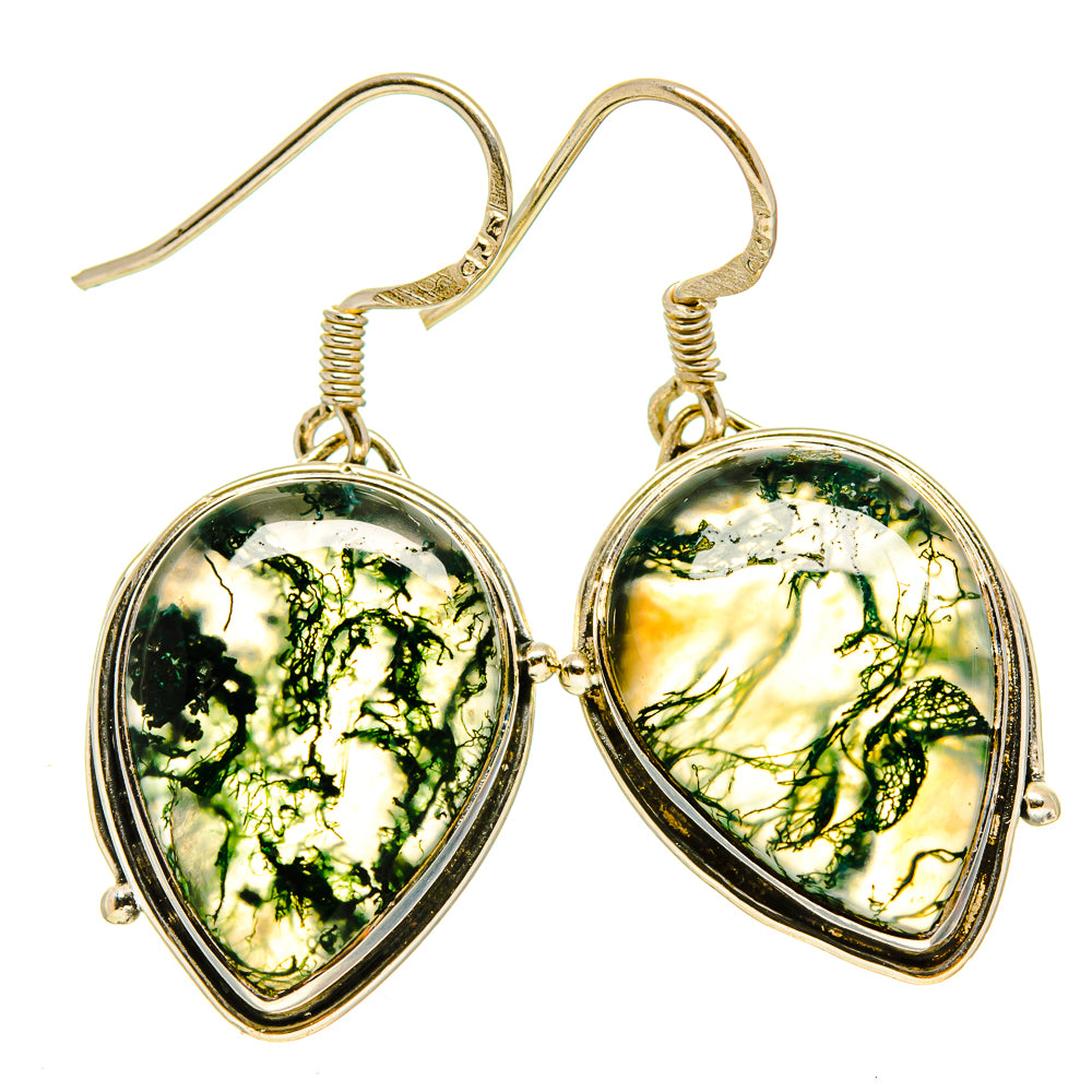 Green Moss Agate Earrings handcrafted by Anasilvercos - EARR415681