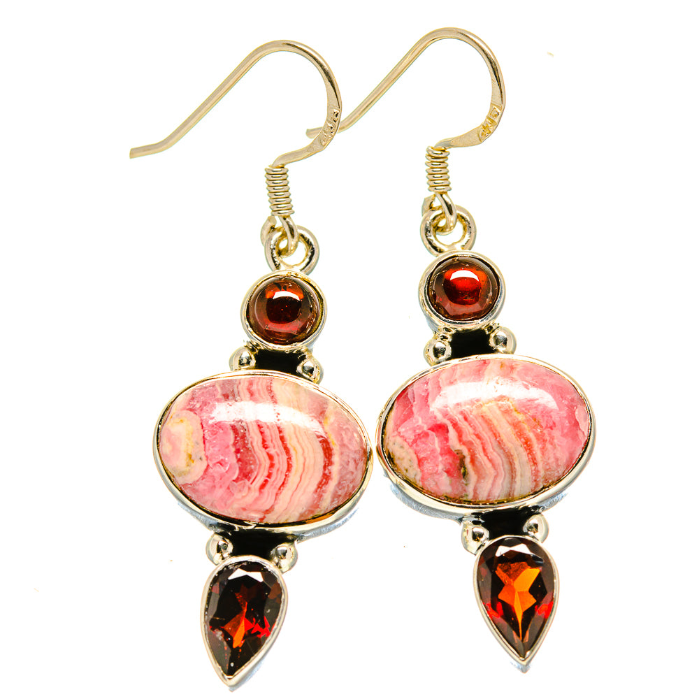 Rhodochrosite, Garnet Earrings handcrafted by Anasilvercos - EARR415684