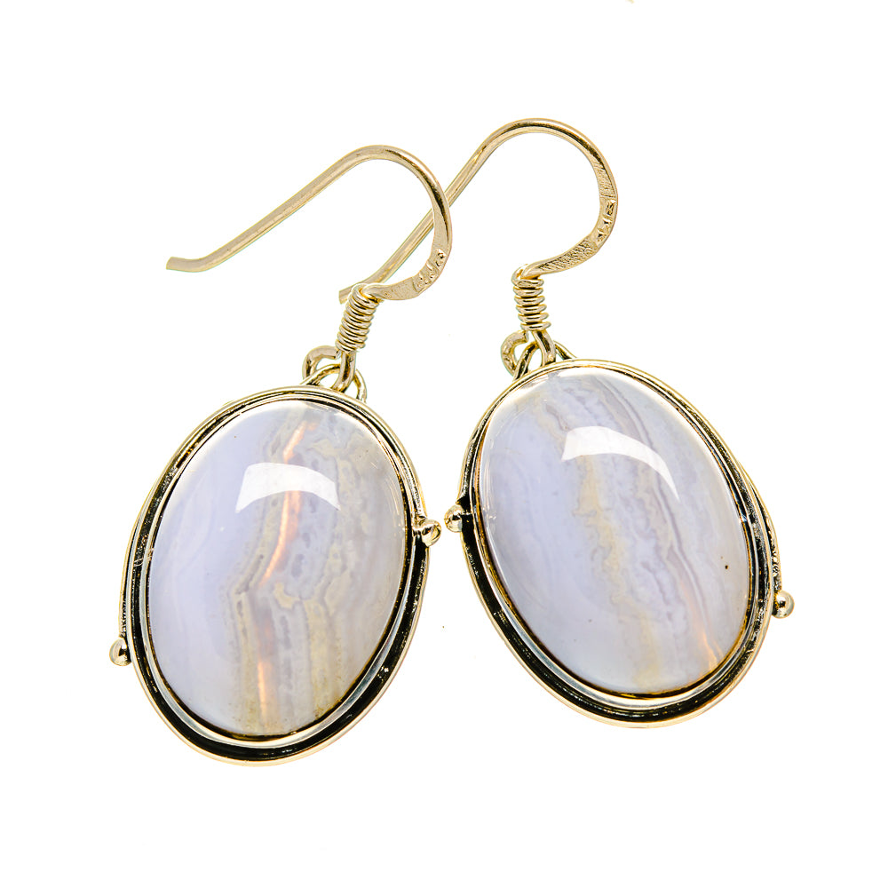 Blue Lace Agate Earrings handcrafted by Anasilvercos - EARR415685