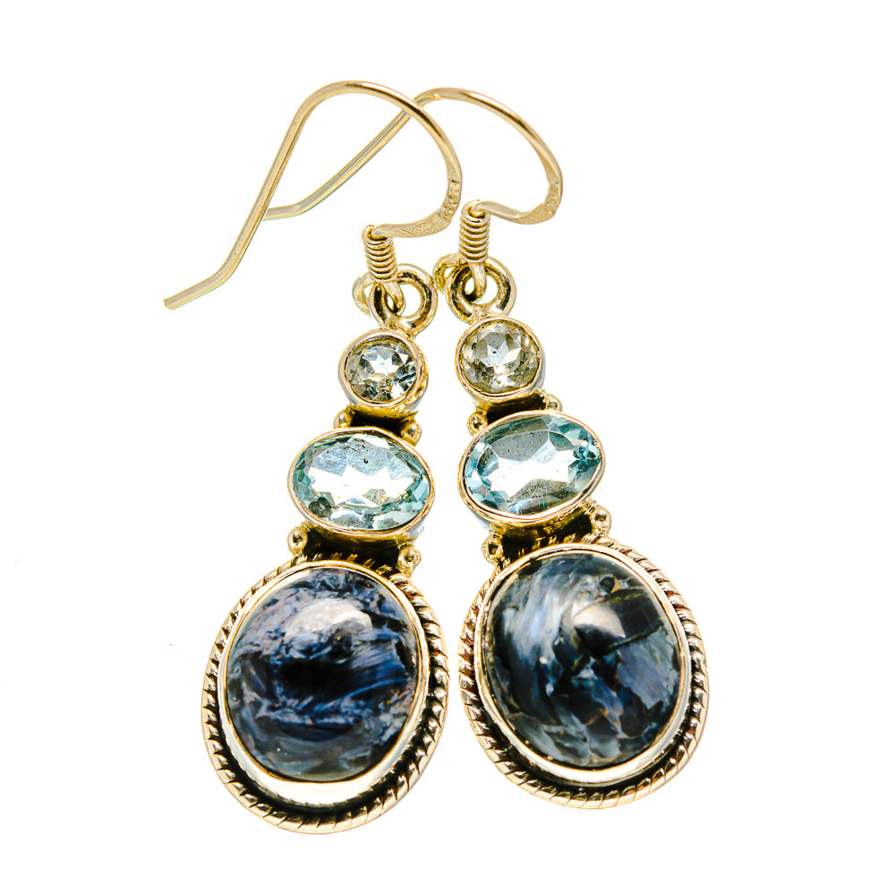 Pietersite, Blue Topaz Earrings handcrafted by Anasilvercos - EARR415692