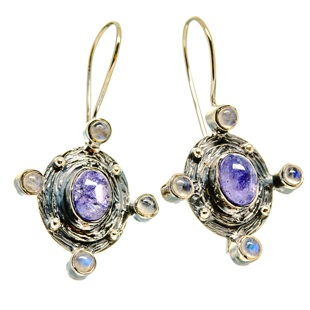 Tanzanite, Rainbow Moonstone Earrings handcrafted by Anasilvercos - EARR415703