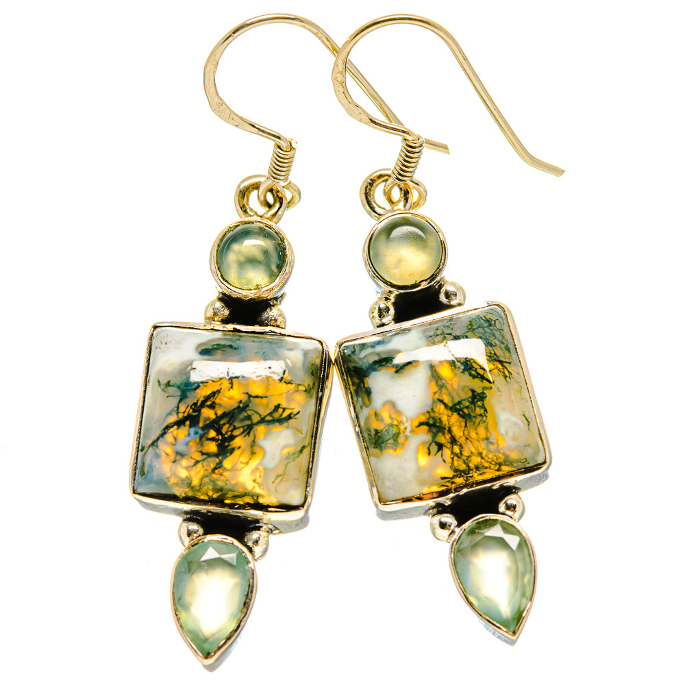 Green Moss Agate, Prehnite Earrings handcrafted by Anasilvercos - EARR415707
