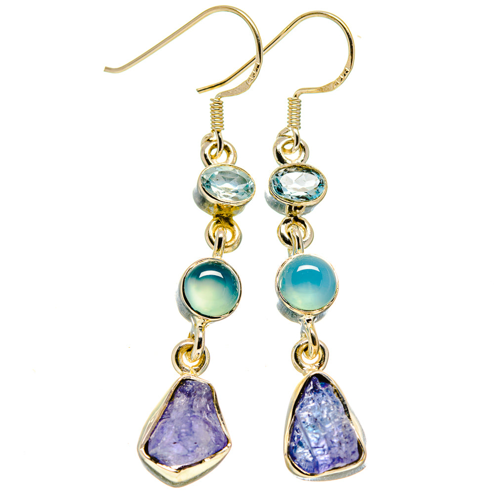 Tanzanite, Aqua Chalcedony, Blue Topaz Earrings handcrafted by Anasilvercos - EARR415708