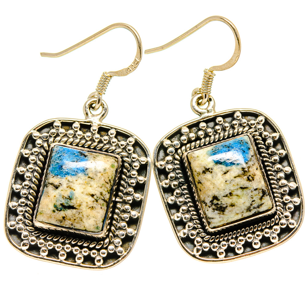 K2 Blue Azurite Earrings handcrafted by Anasilvercos - EARR415710