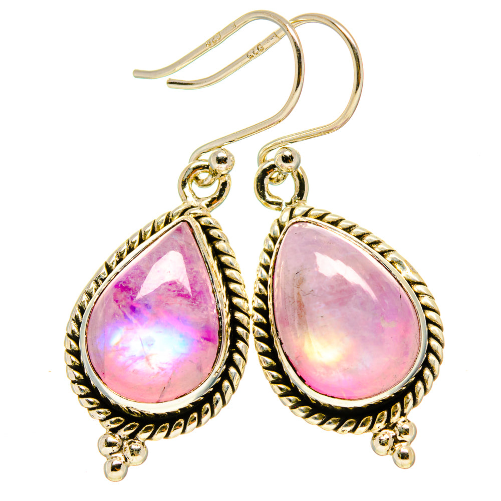 Pink Moonstone Earrings handcrafted by Anasilvercos - EARR415717