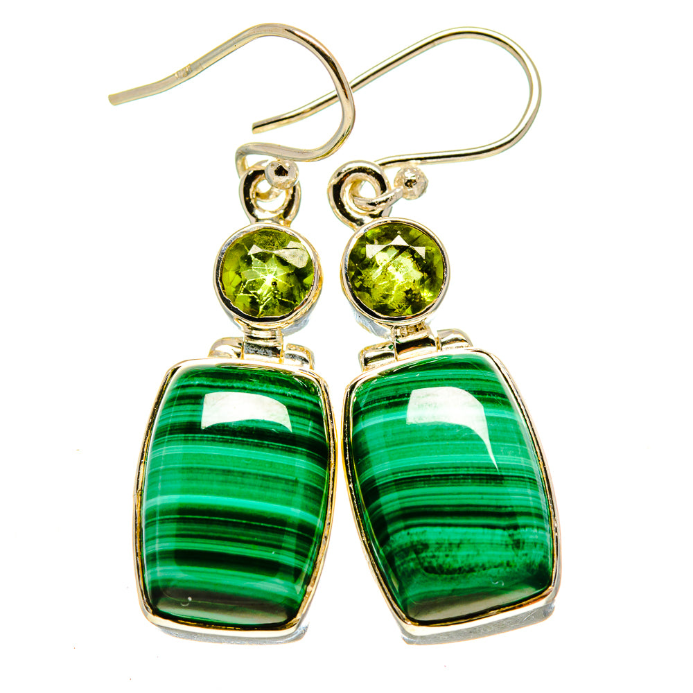 Malachite, Peridot Earrings handcrafted by Anasilvercos - EARR415718