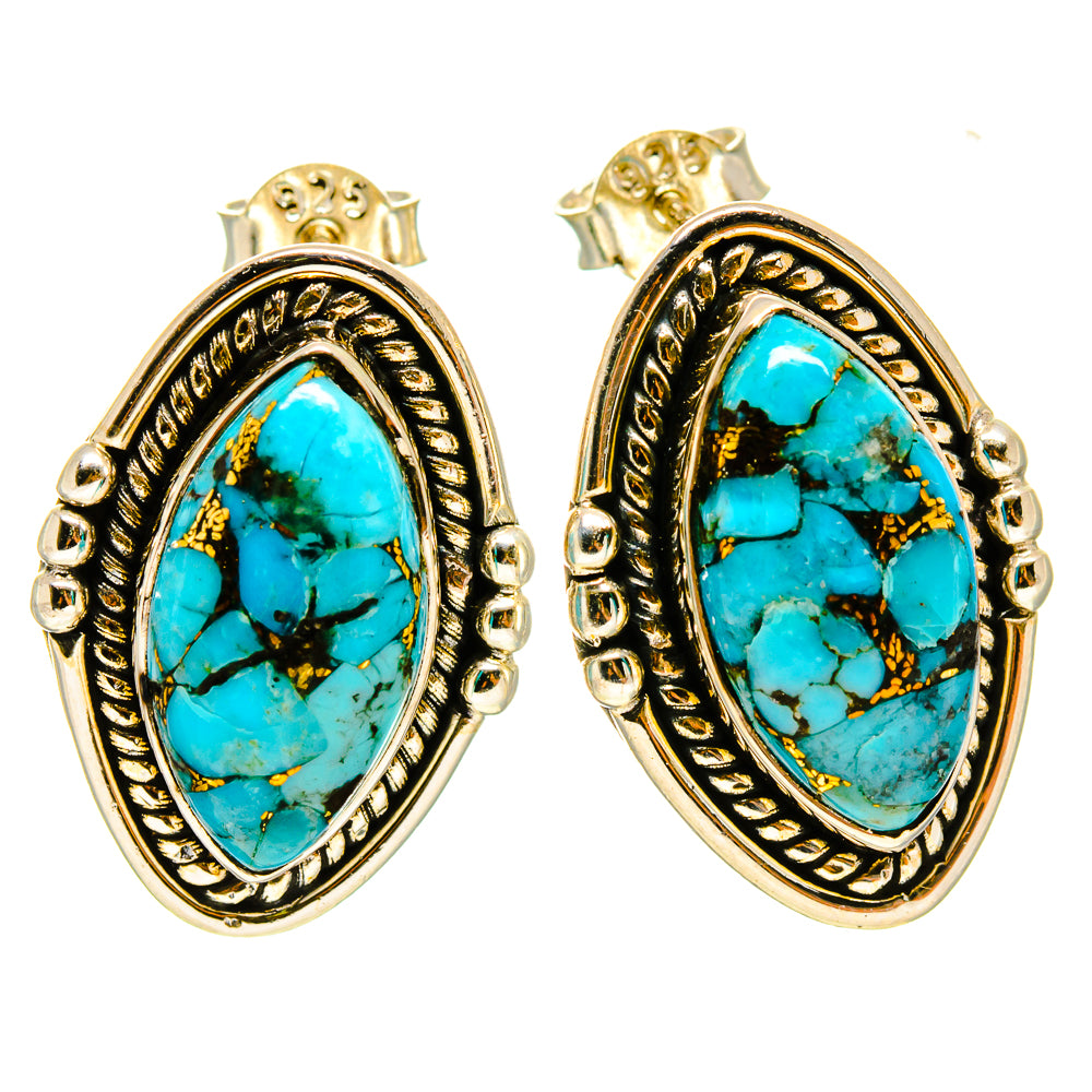 Blue Copper Composite Turquoise Earrings handcrafted by Anasilvercos - EARR415721
