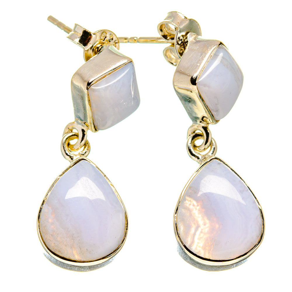 Blue Lace Agate Earrings handcrafted by Anasilvercos - EARR415729
