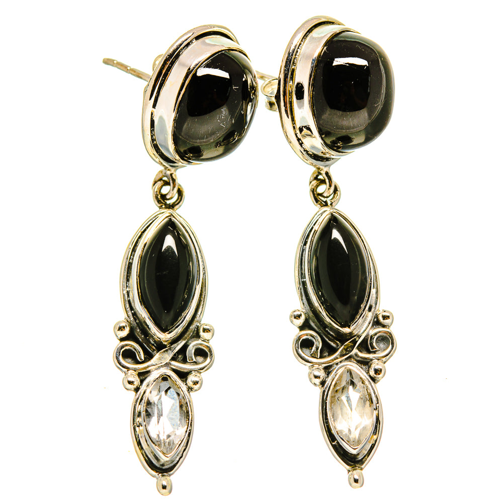Black Onyx, White Quartz Earrings handcrafted by Anasilvercos - EARR415730