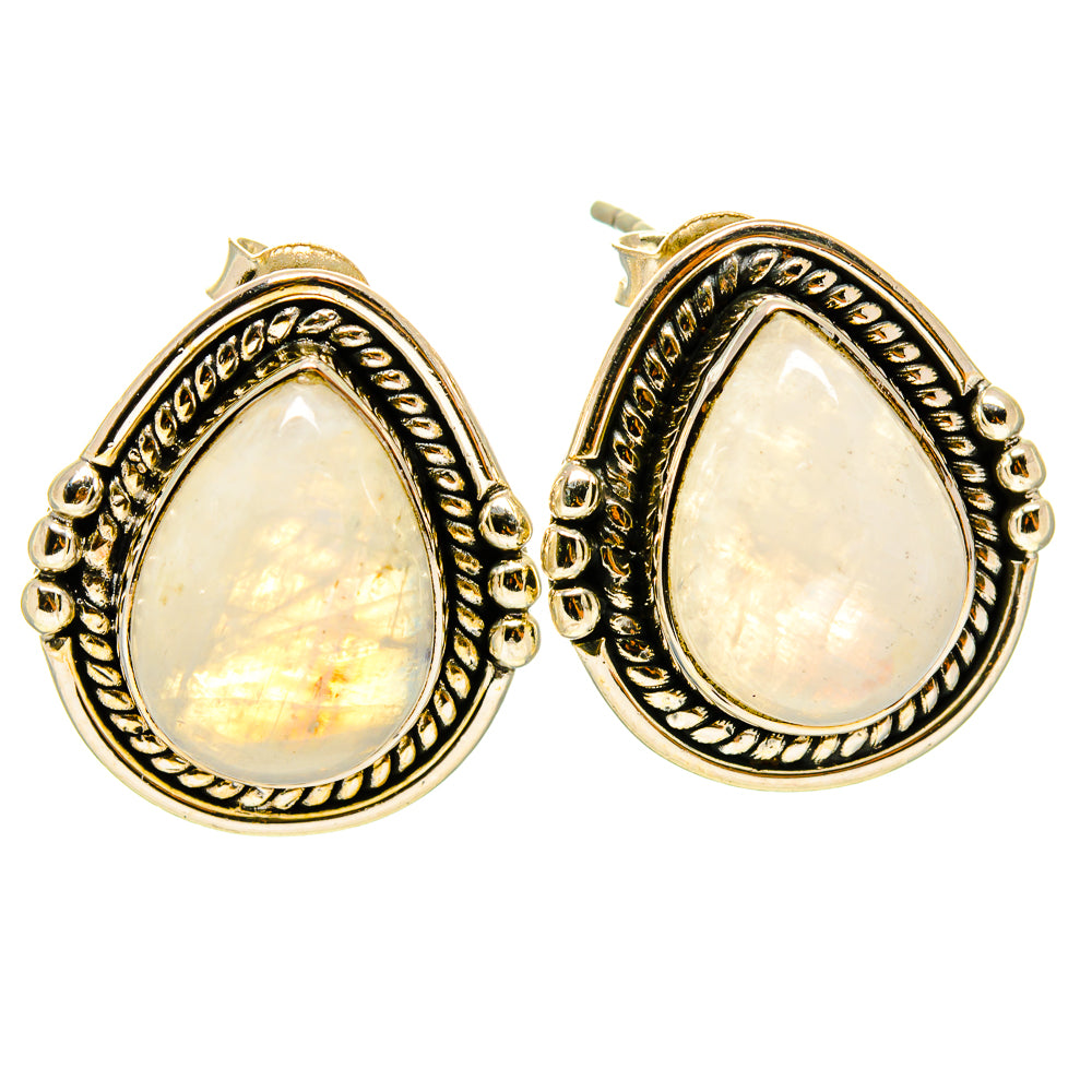 Rainbow Moonstone Earrings handcrafted by Anasilvercos - EARR415732