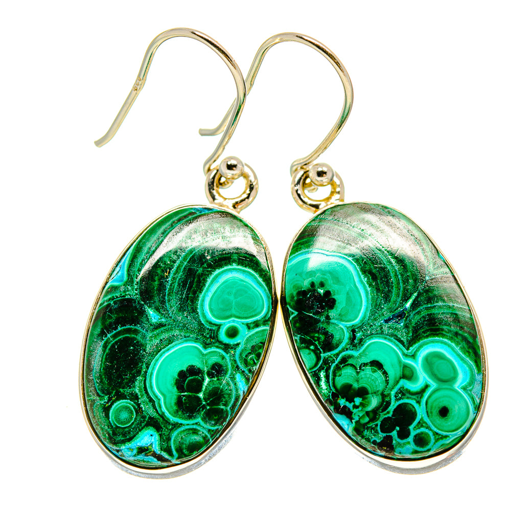 Malachite In Chrysocolla Earrings handcrafted by Anasilvercos - EARR415745
